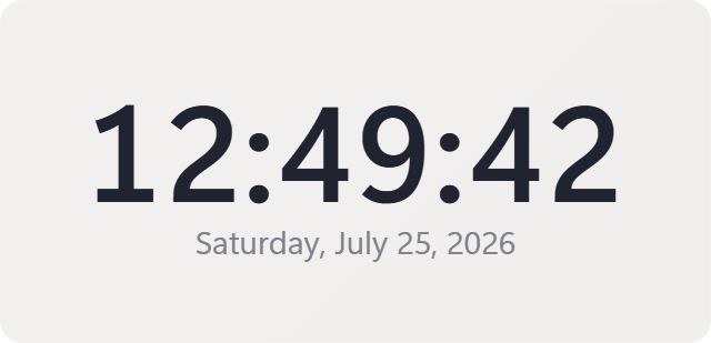 Clock widget showing the time and the full date
